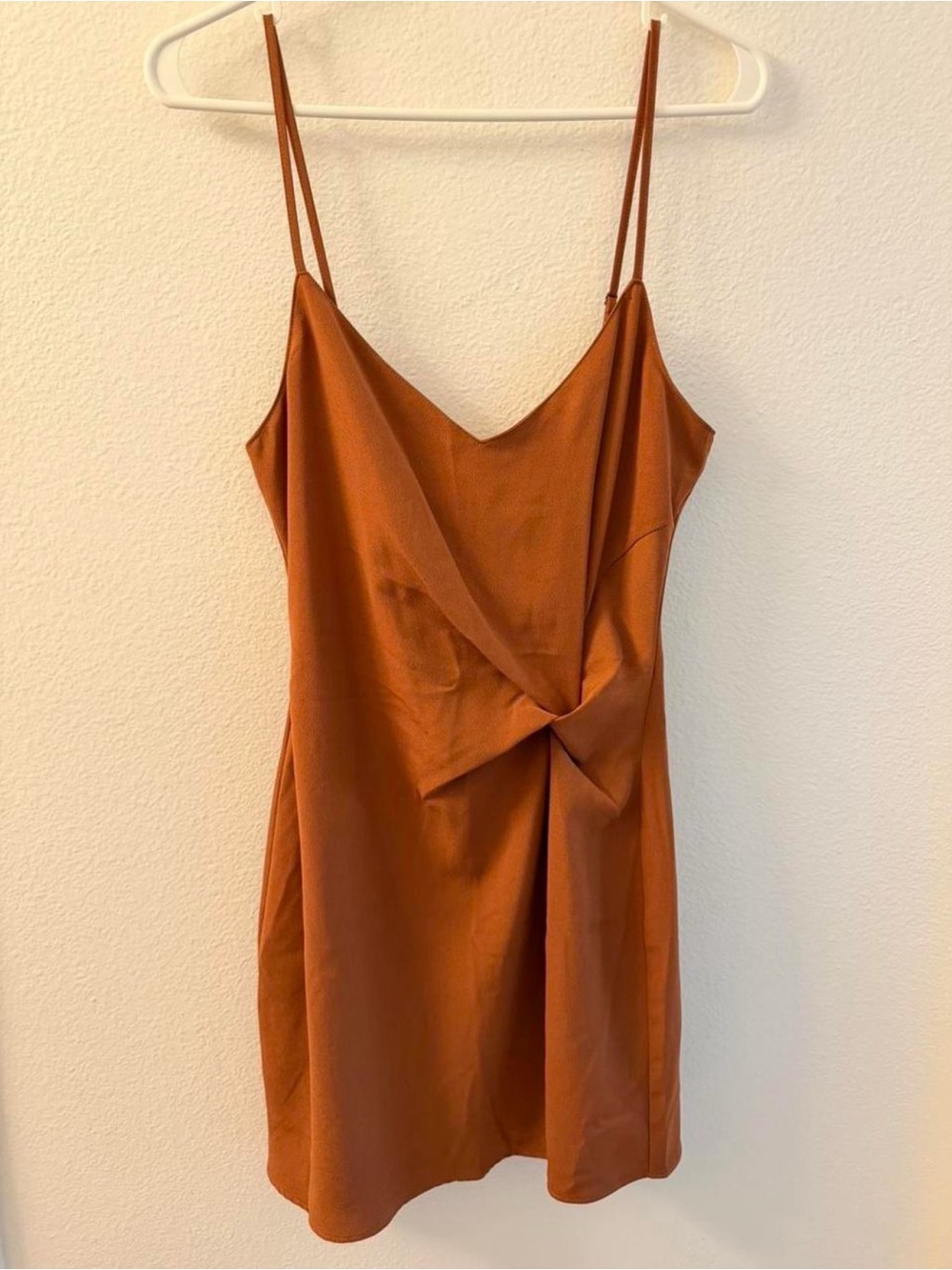 Abercrombie & Fitch Rust Orange Brown Mini Slip Dress with Twist Front Size XS
